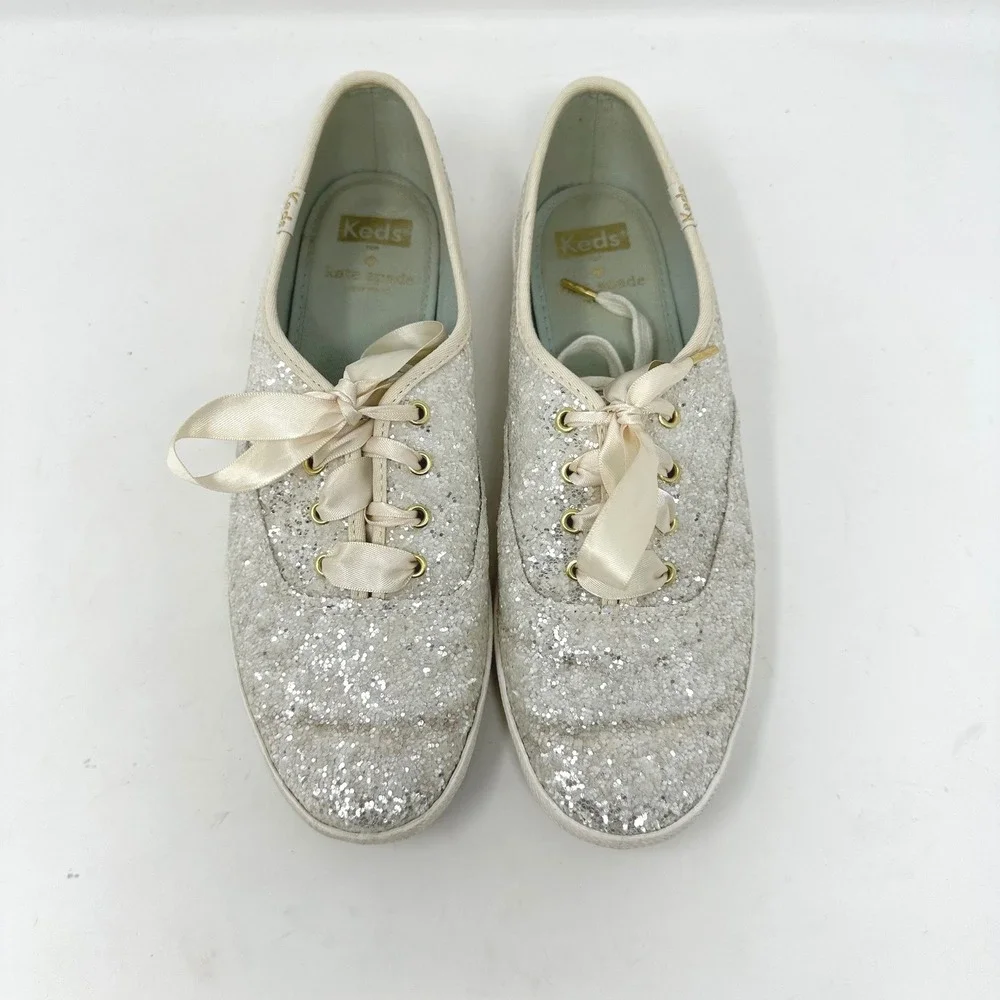 Keds x Kate Spade Glitter Wedding Sneakers Ivory Size 8